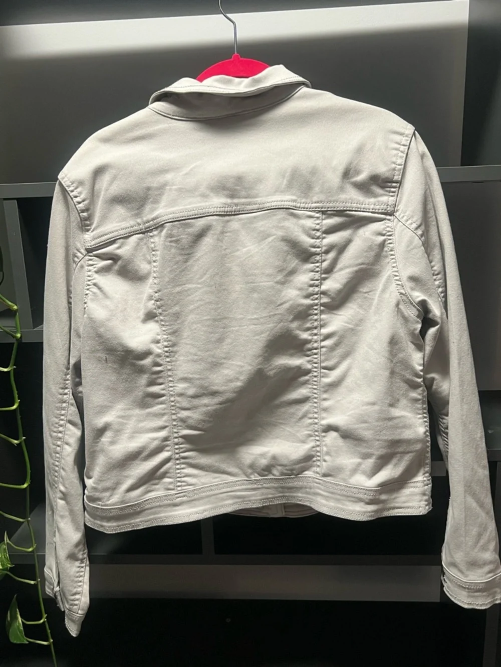 Cream Denim Jacket with Button-Front - Classic Trucker - Picture 8 of 9